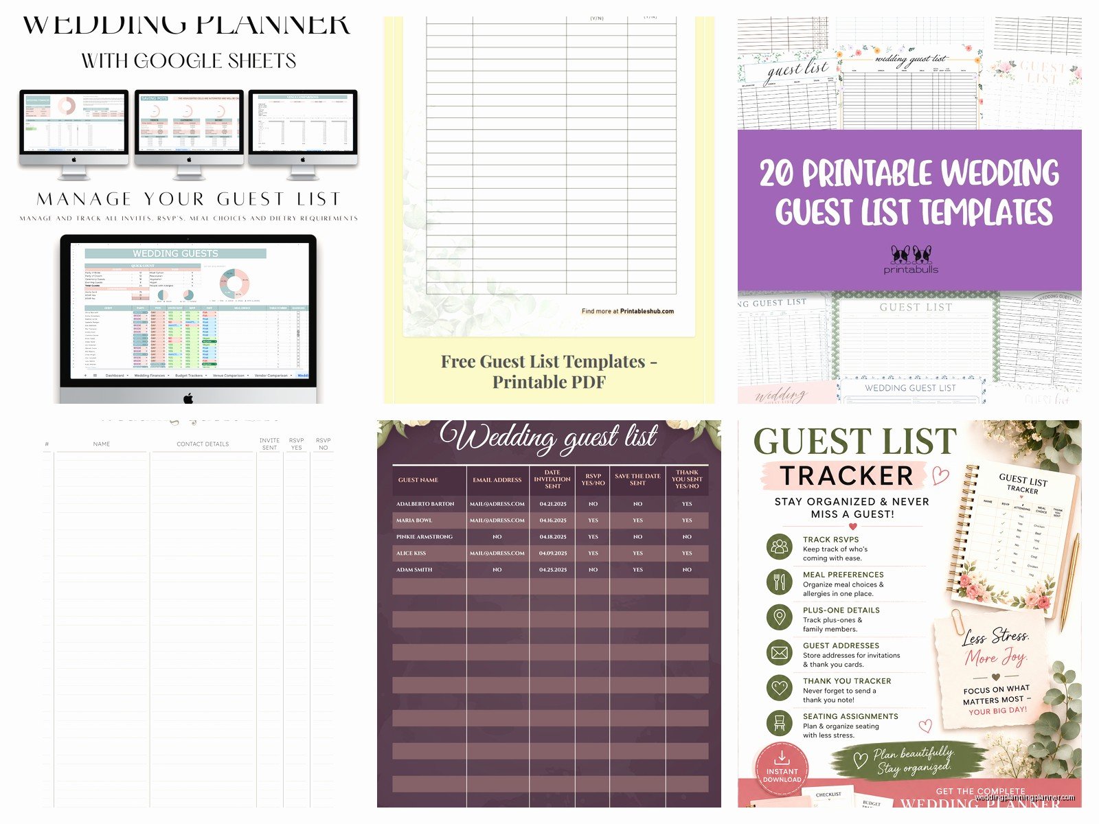 Free Wedding Guest List Template: Printable Downloads