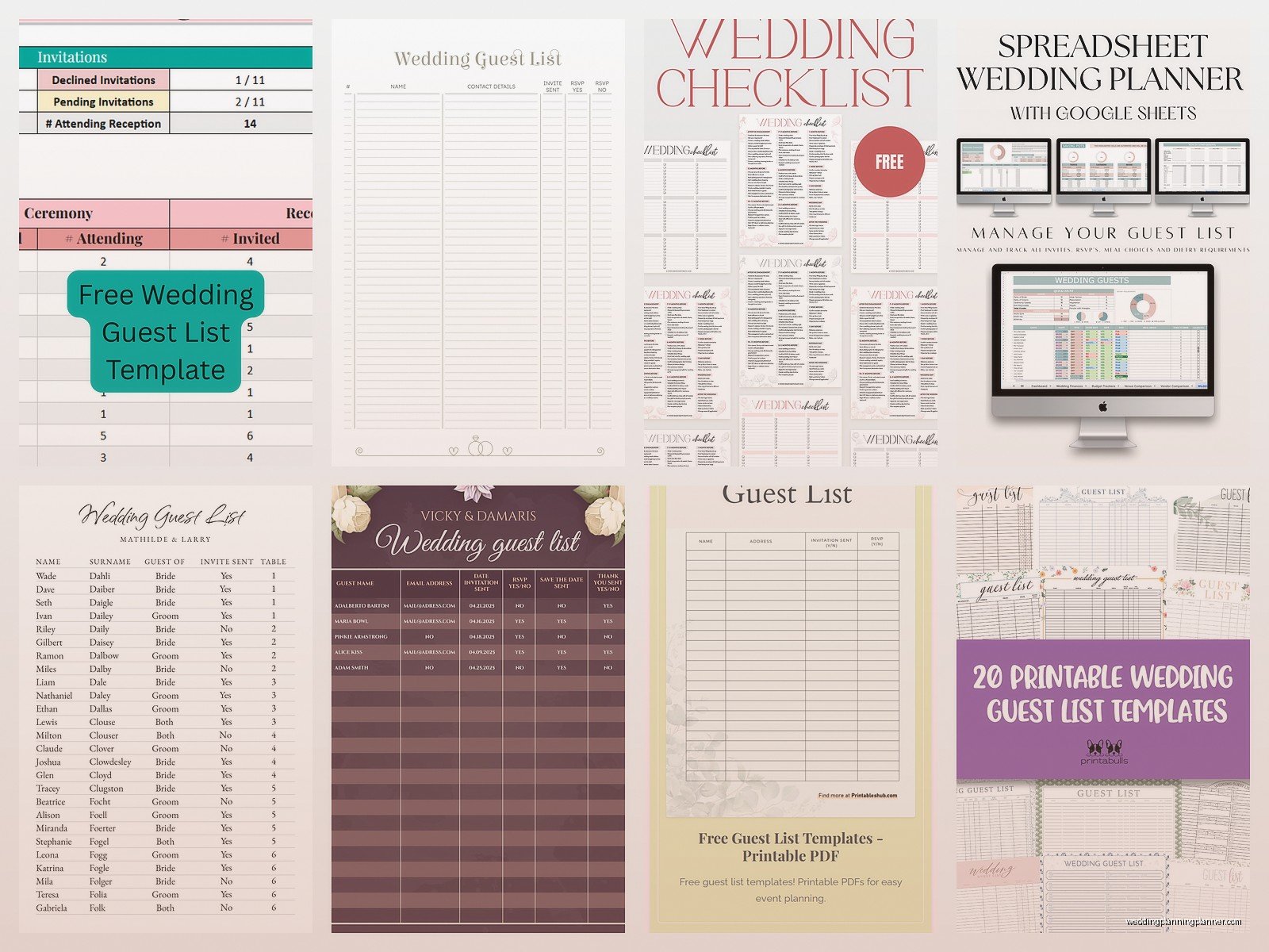 Free Wedding Guest List Template: Printable Downloads