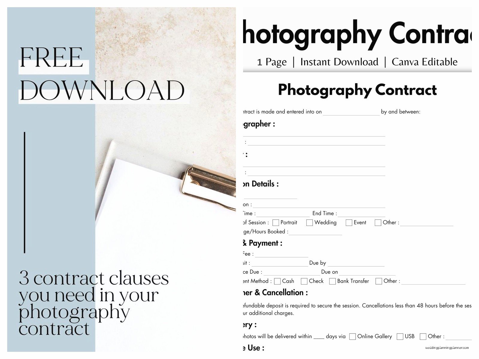 Free Wedding Photography Contract: Template Downloads