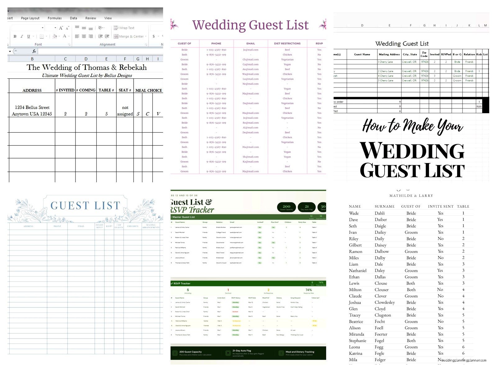 Guest List Excel Template: Wedding Tracking Spreadsheet