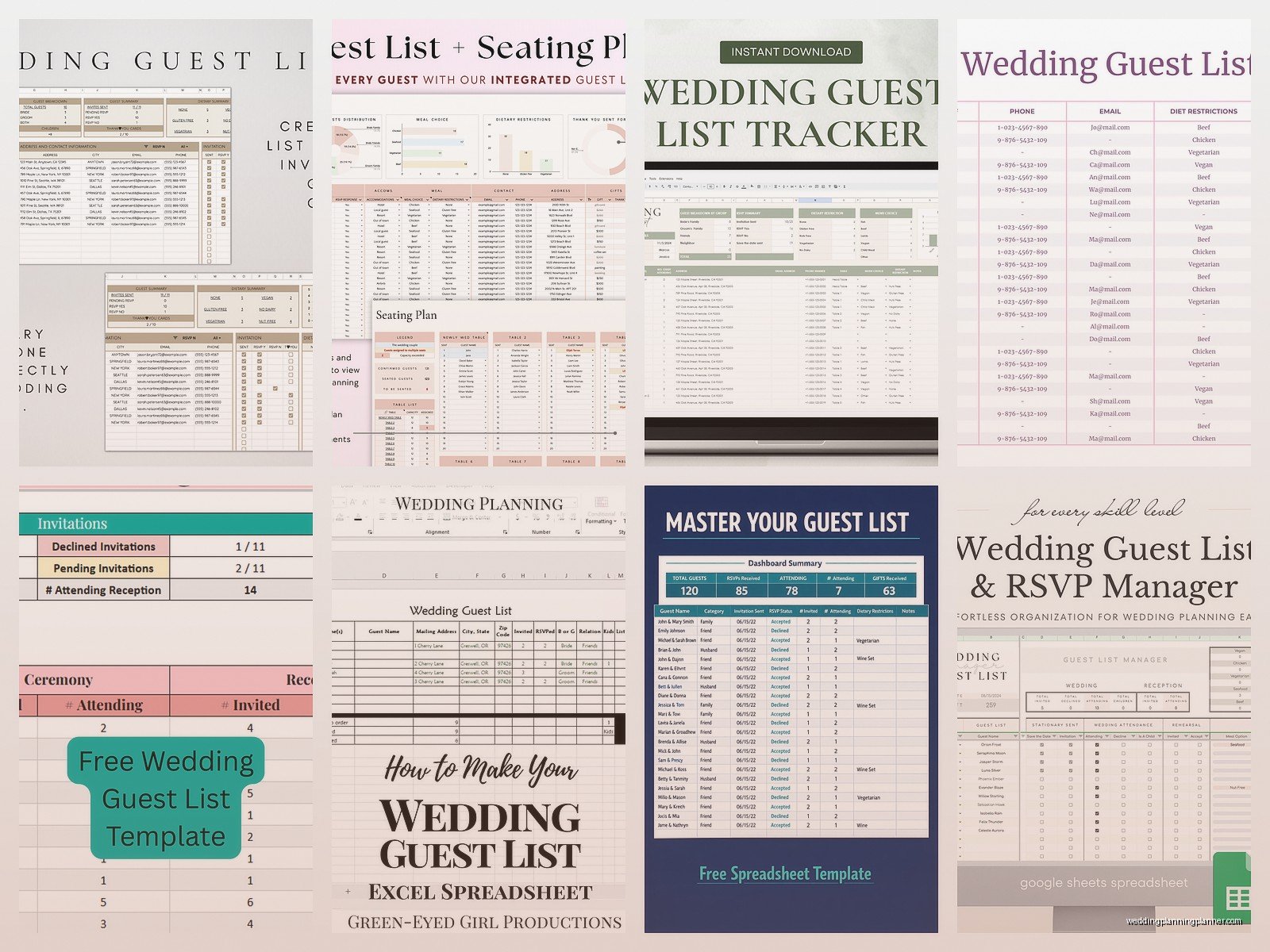 Guest List Spreadsheet: Wedding Tracking Excel Template