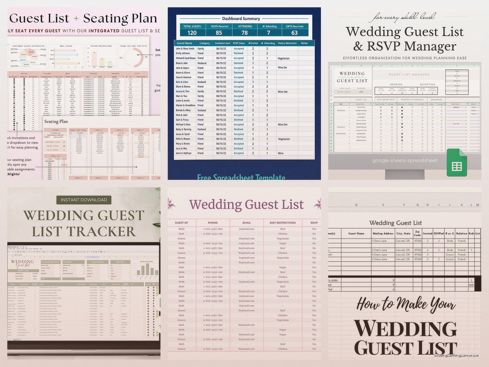 Guest List Spreadsheet: Wedding Tracking Excel Template