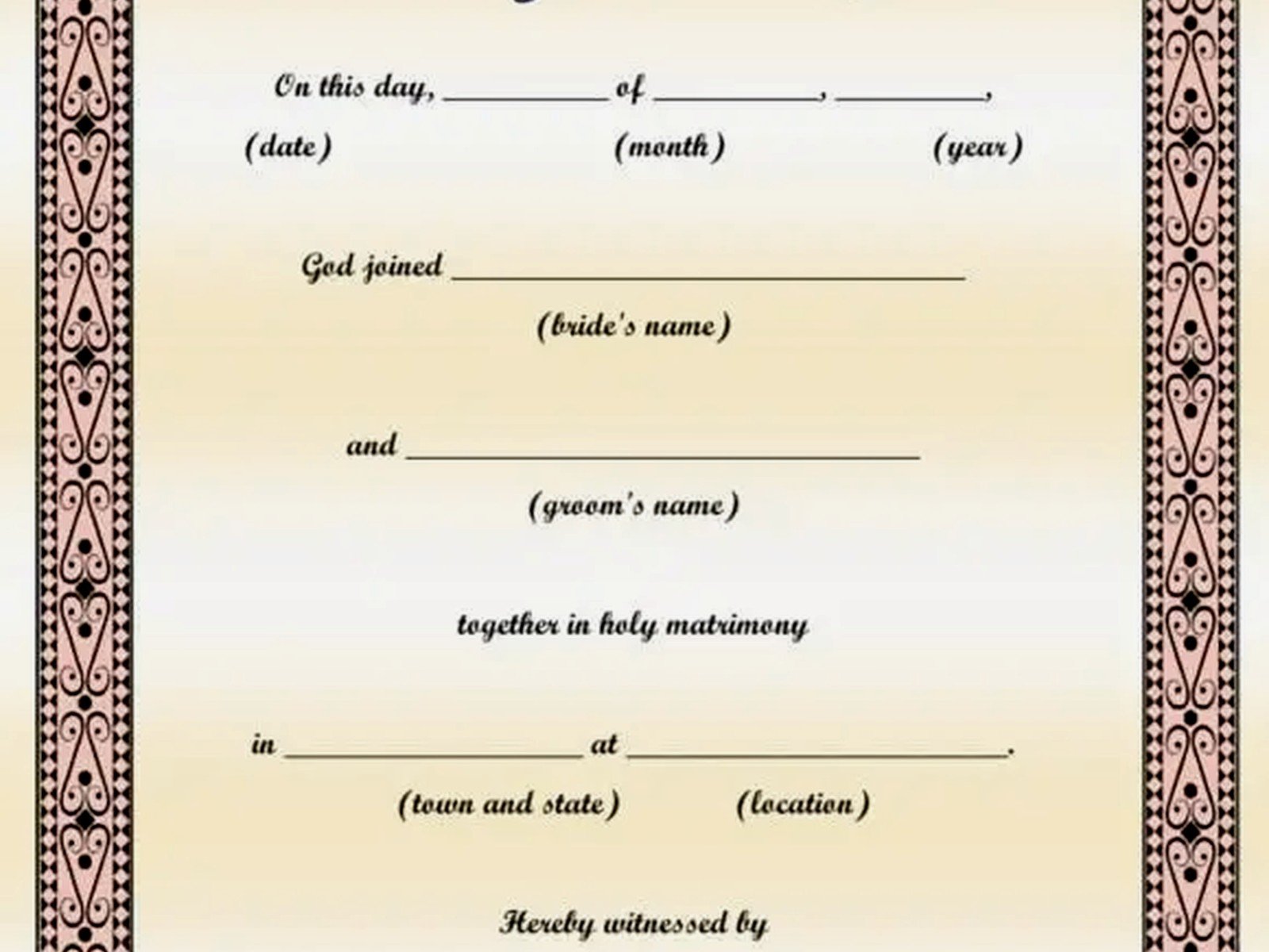 Marriage Certificate Template: Official Document Downloads