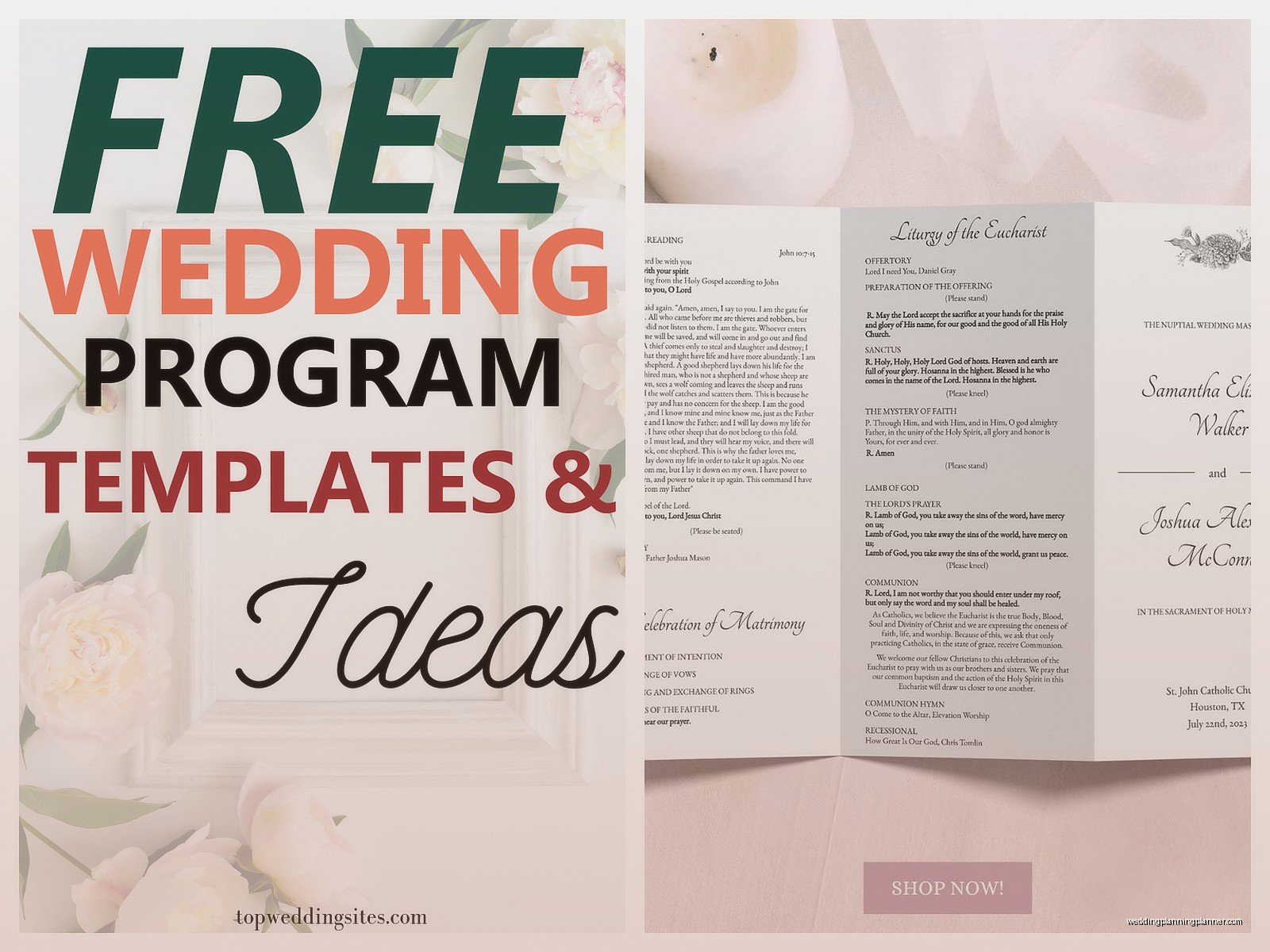 Mass Wedding Program Template: Catholic Ceremony Order
