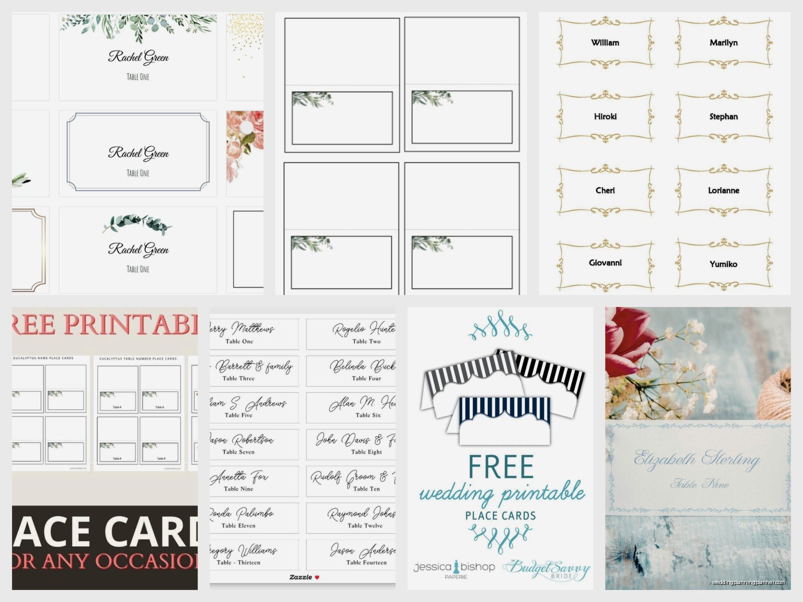 Printable Wedding Place Cards: Free Table Name Downloads