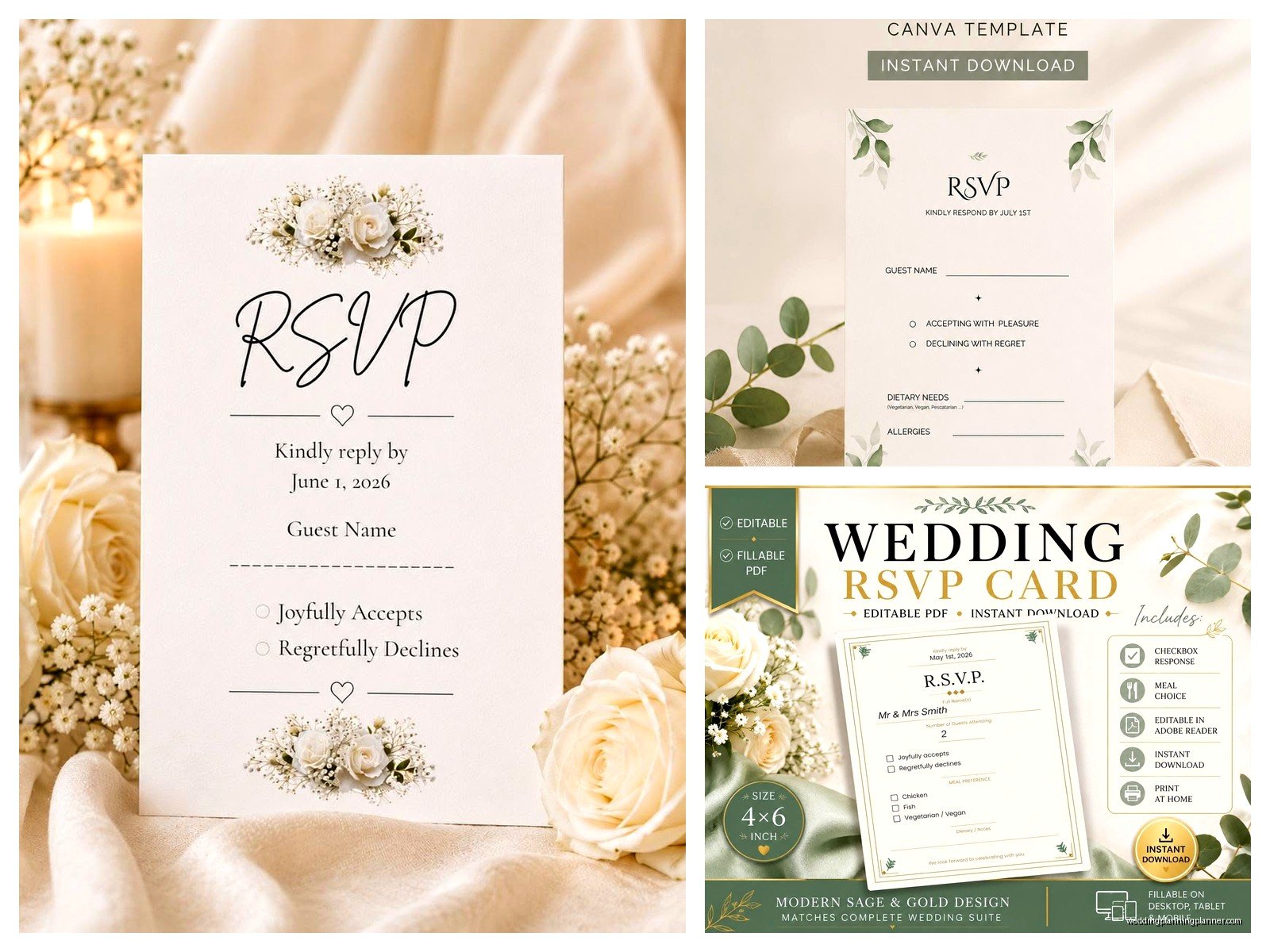 RSVP Cards for Wedding Template: Response Downloads