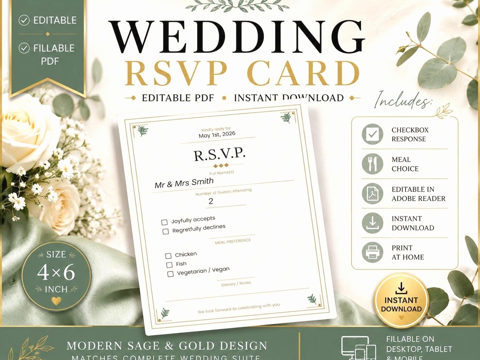 RSVP Cards for Wedding Template: Response Downloads