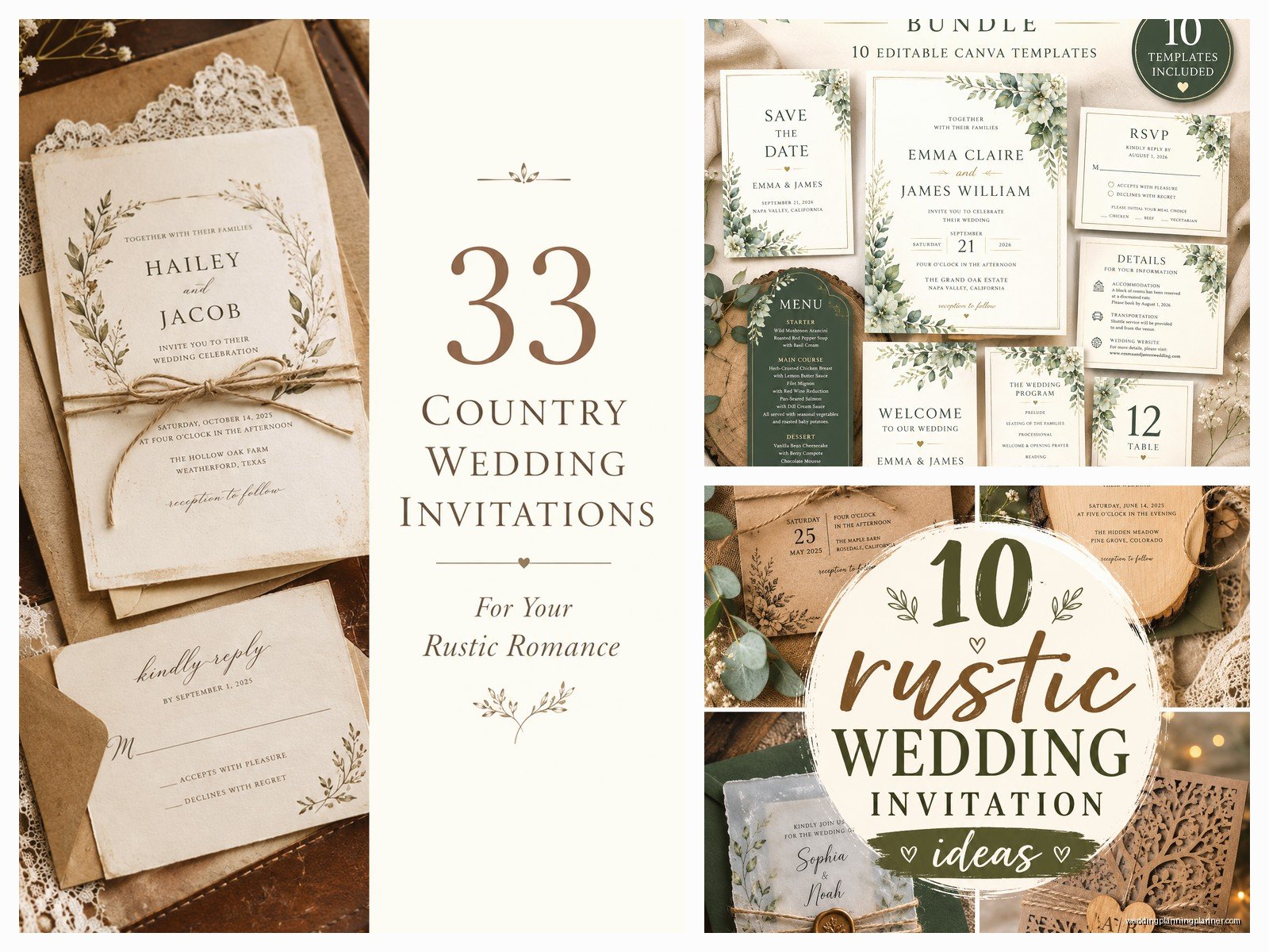 Rustic Wedding Invitation Templates: Country Downloads