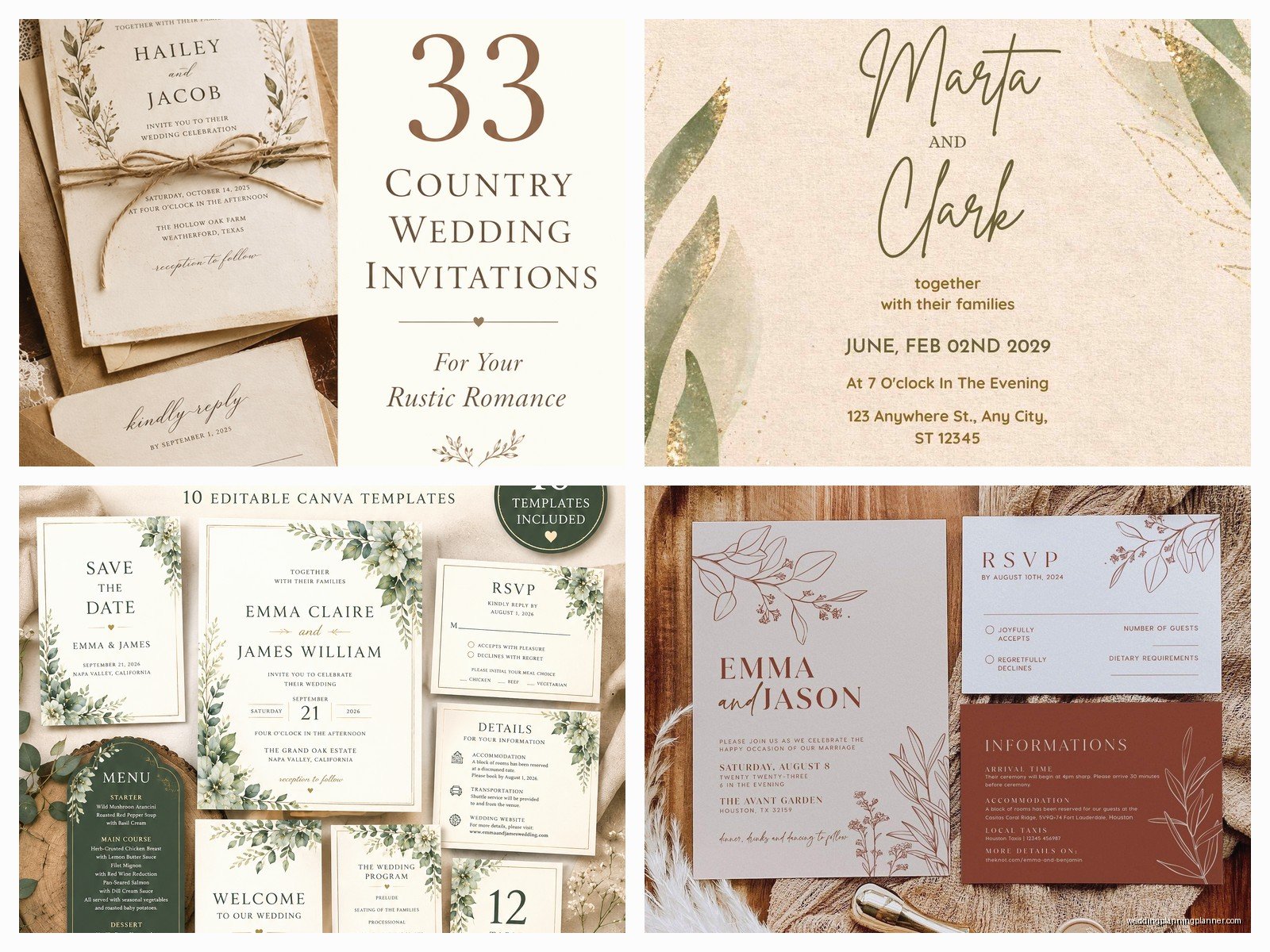 Rustic Wedding Invitation Templates: Country Downloads