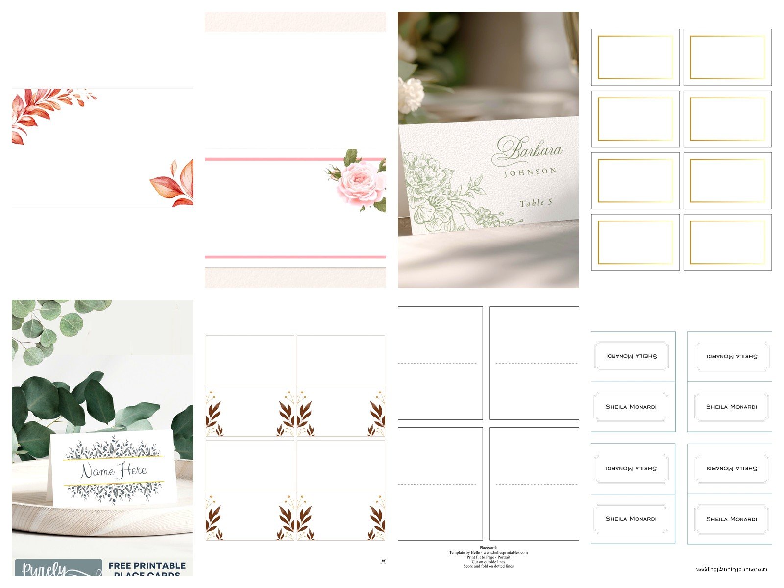 Table Name Cards Template: Place Card Downloads