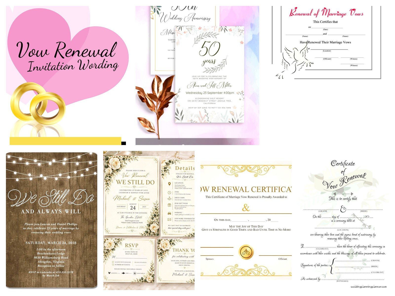 Vow Renewal Invitations Templates Free: Anniversary Downloads