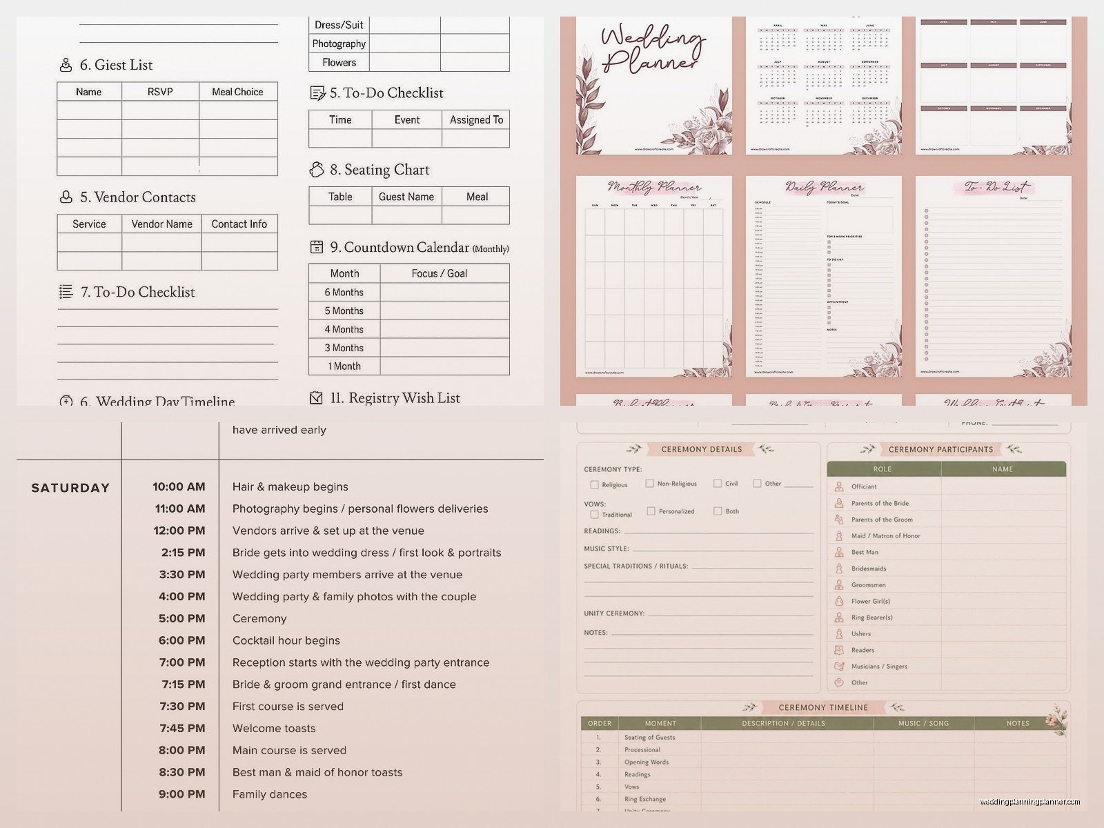 Wedding Agenda Template: Day Schedule Downloads