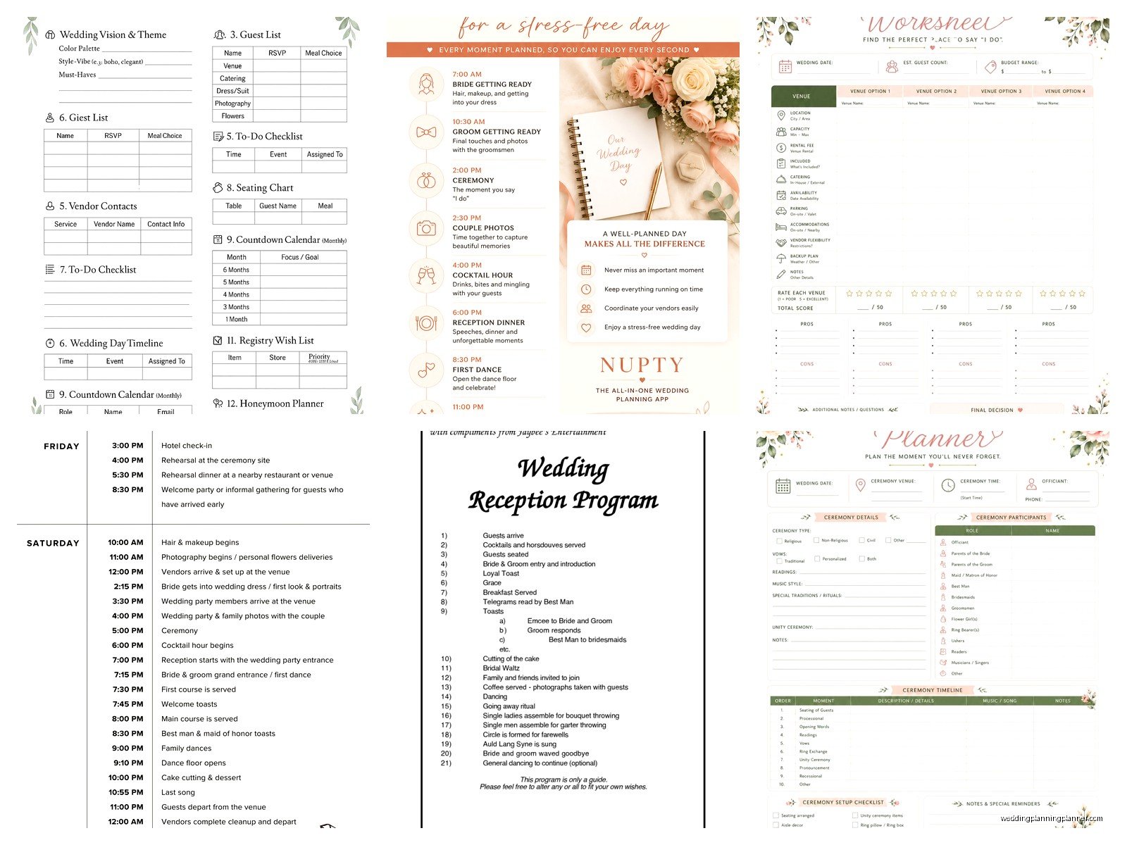 Wedding Agenda Template: Day Schedule Downloads
