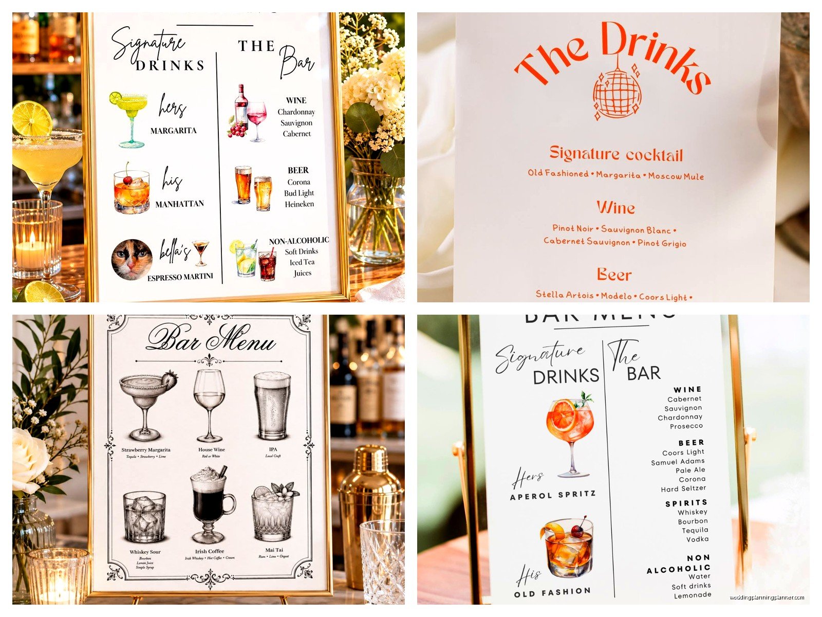 Wedding Bar Menu Template: Cocktail Card Downloads