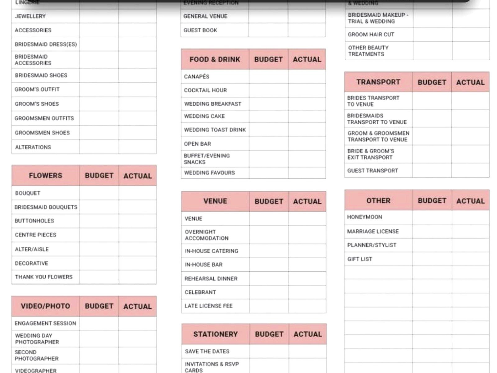 Wedding Budget Excel: Cost Tracking Spreadsheet