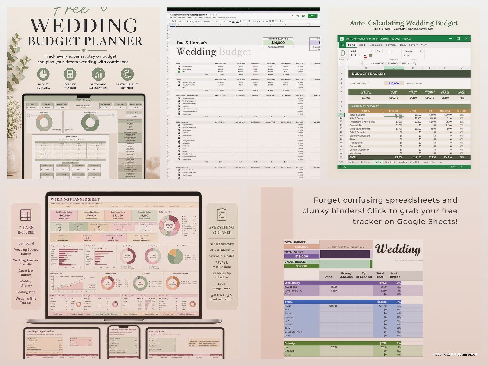 Wedding Budget Spreadsheet Google Sheets: Cloud Tracker
