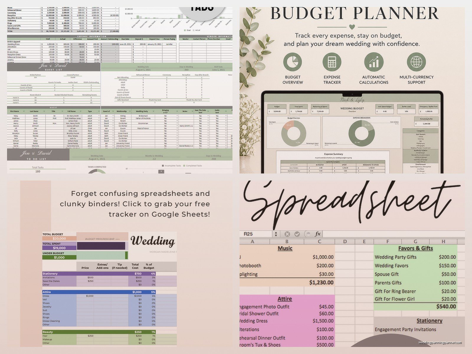 Wedding Budget Spreadsheet Google Sheets: Cloud Tracker