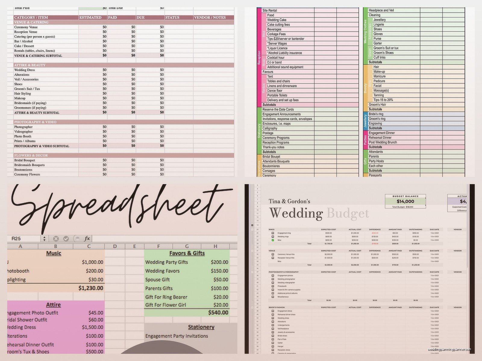 Wedding Budget Template Excel: Cost Tracking Spreadsheet