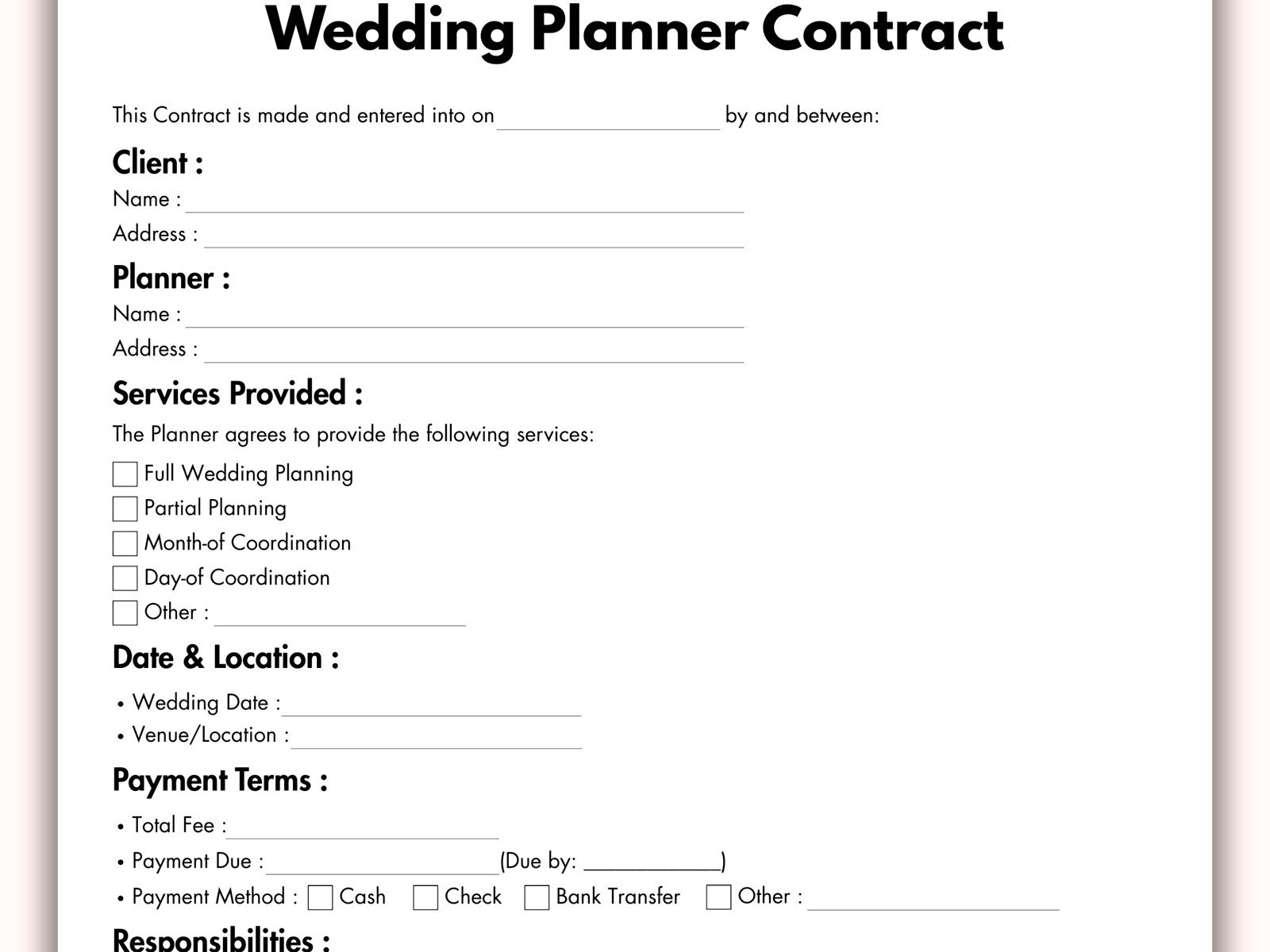 Wedding Contract Template Free: Vendor Agreement Downloads