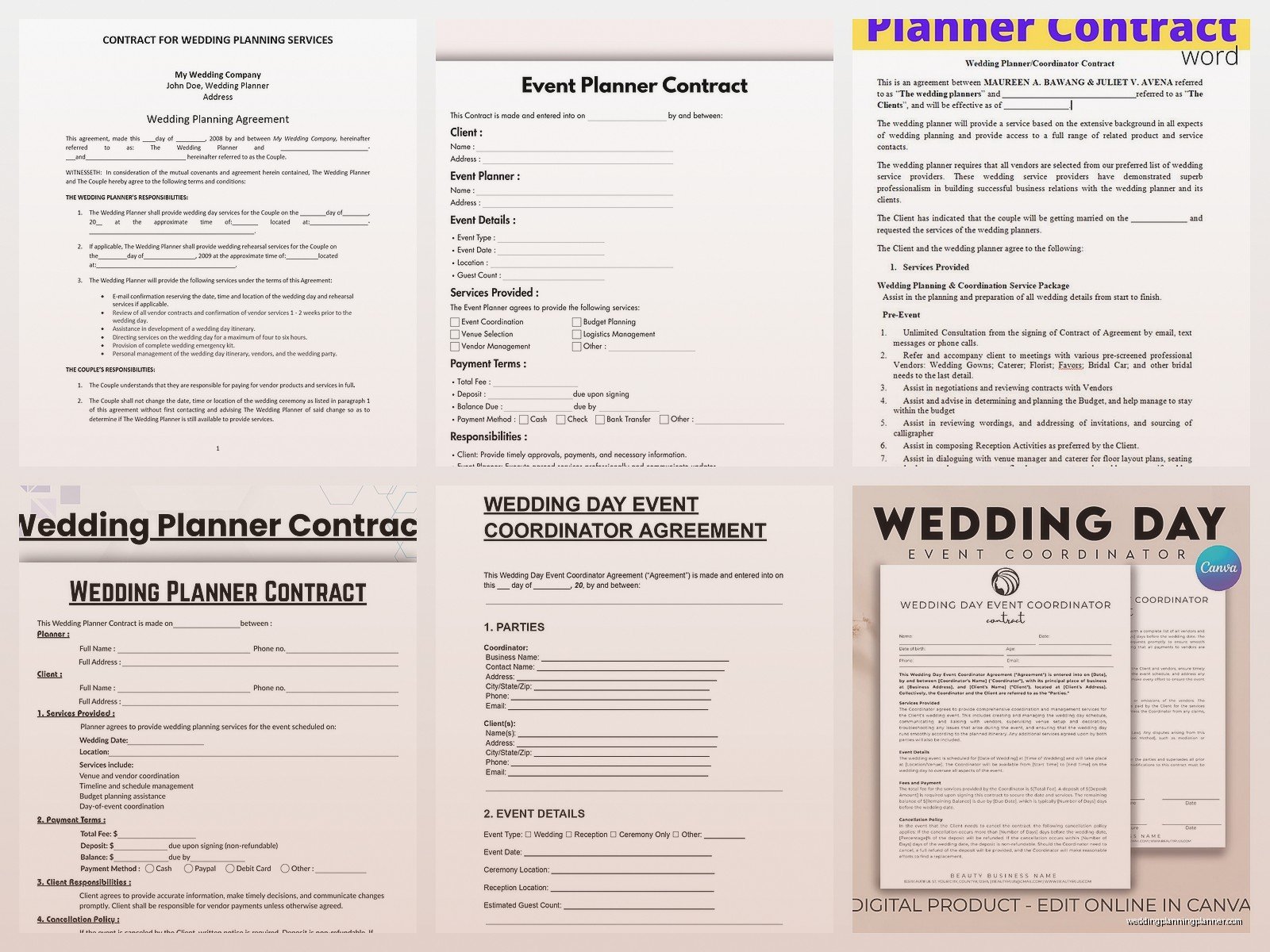 Wedding Coordinator Contract Template: Service Agreement