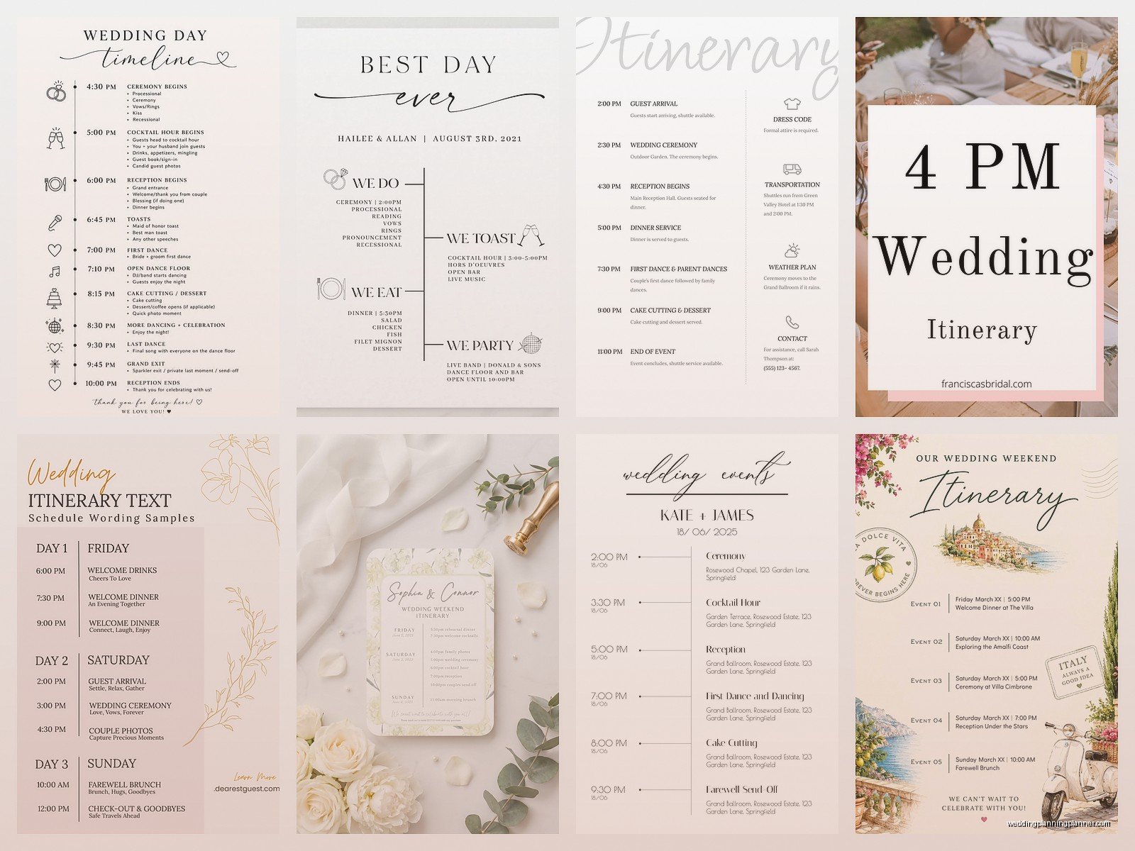 Wedding Day Itinerary Template: Hour-by-Hour Schedule