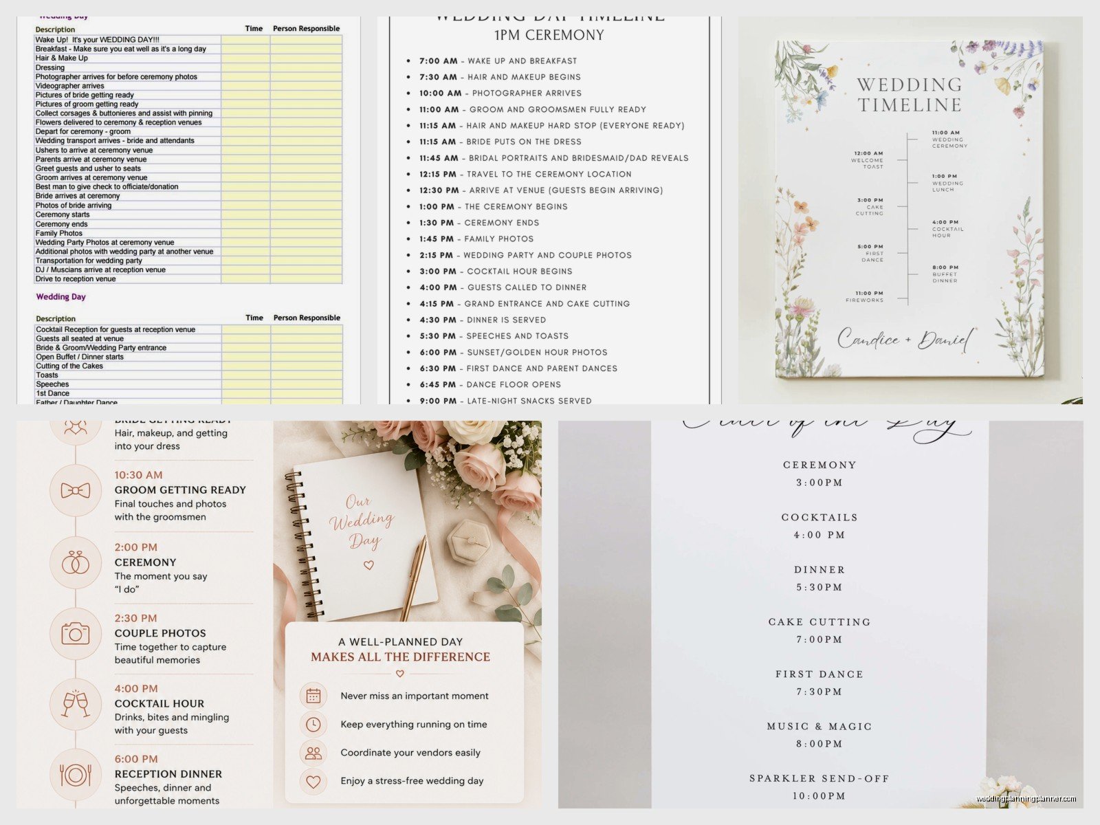 Wedding Day Schedule Template: Timeline Organizer