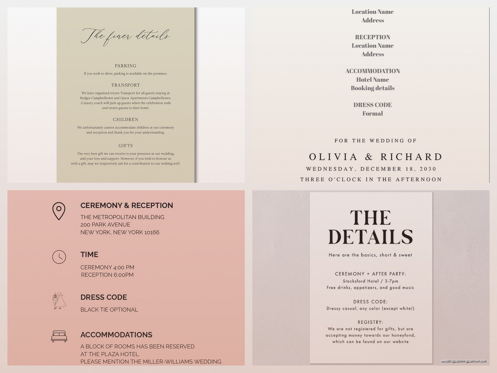 Wedding Details Card Template: Information Insert Downloads