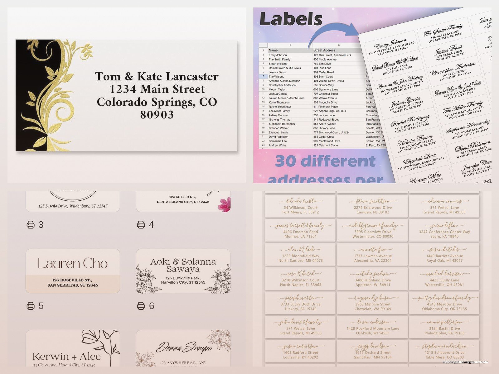 Wedding Guest Address Labels Template Free: Envelope Printing