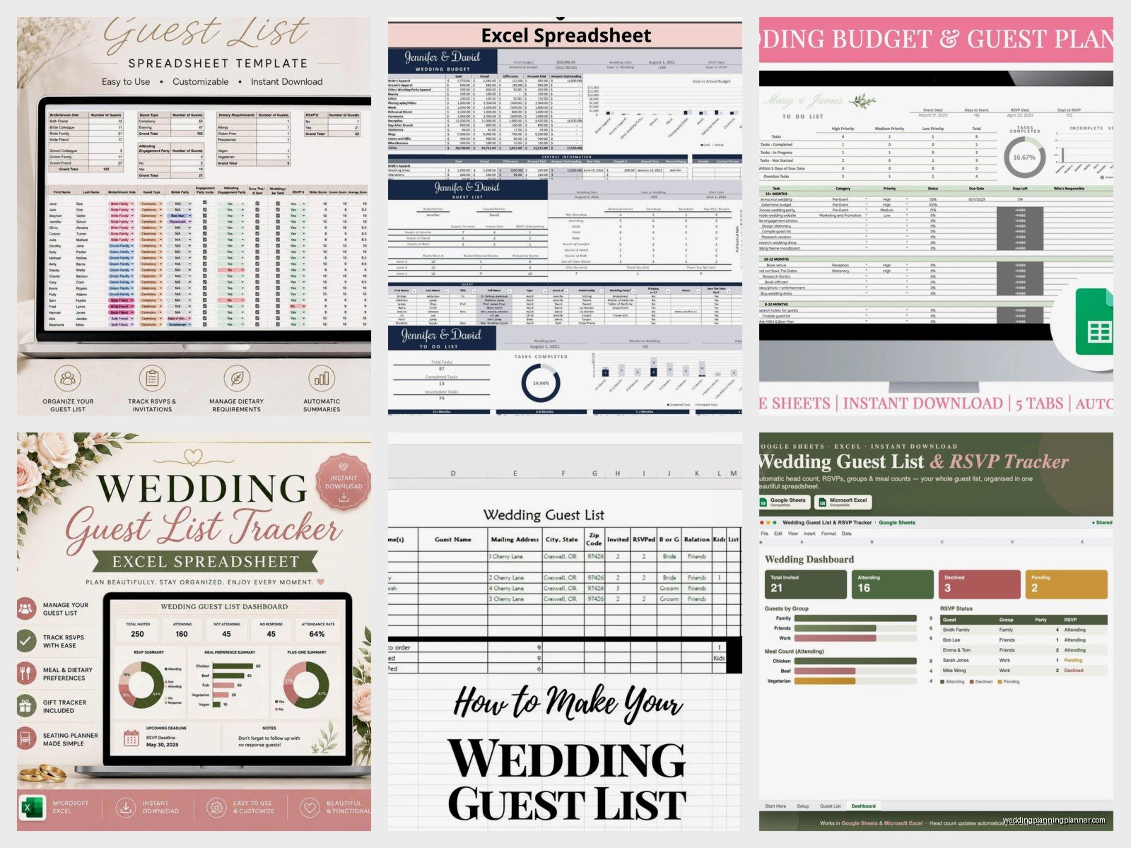 Wedding Guest Excel Spreadsheet: List Tracking Template