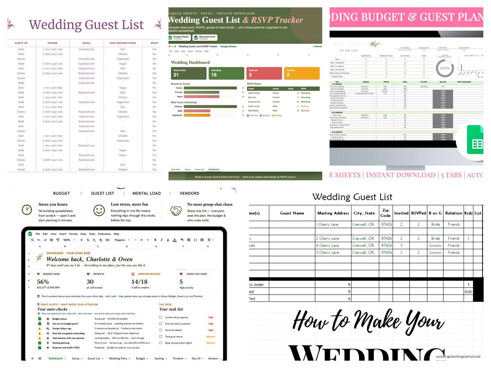 Wedding Guest Excel Spreadsheet: List Tracking Template