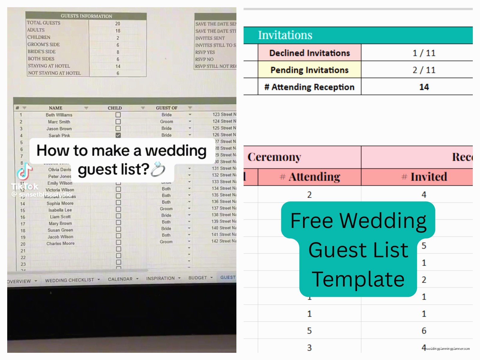 Wedding Guest List Excel: Spreadsheet Template Guide