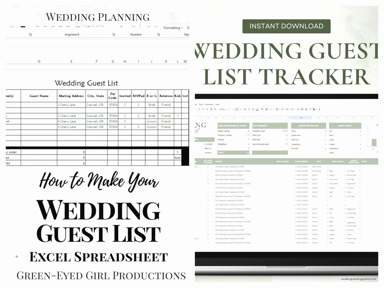 Wedding Guest List Spreadsheet: Excel Tracking Template