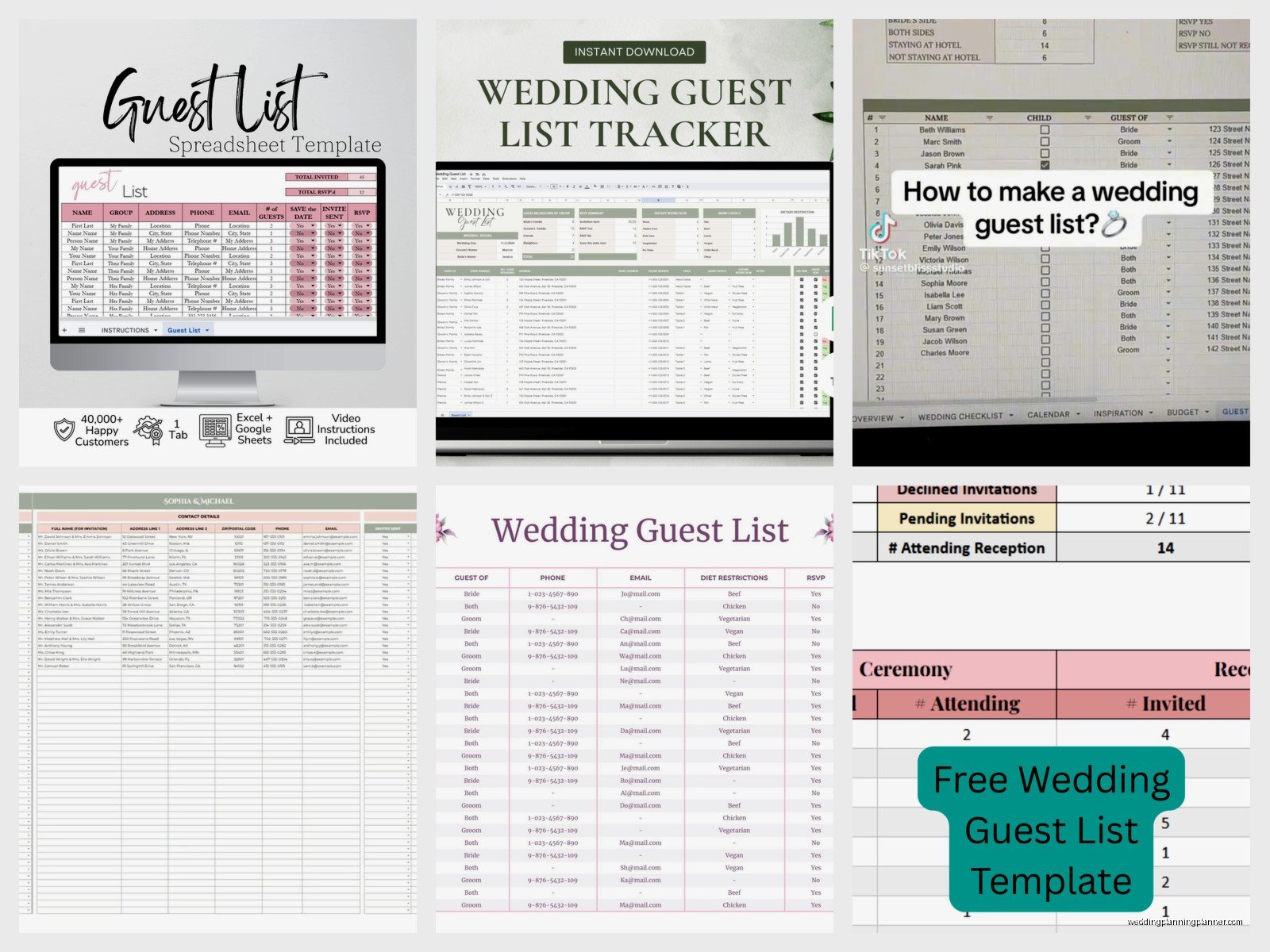 Wedding Guest Spreadsheet: Excel Tracking Template