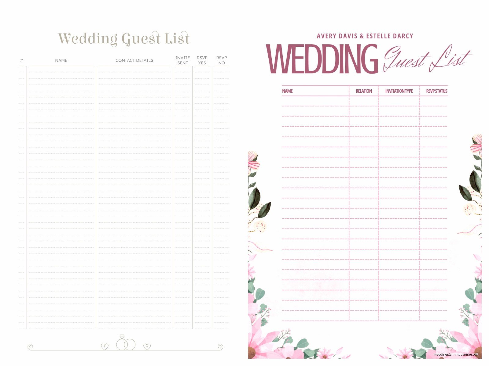 Wedding Guest Template: List Tracking Spreadsheet