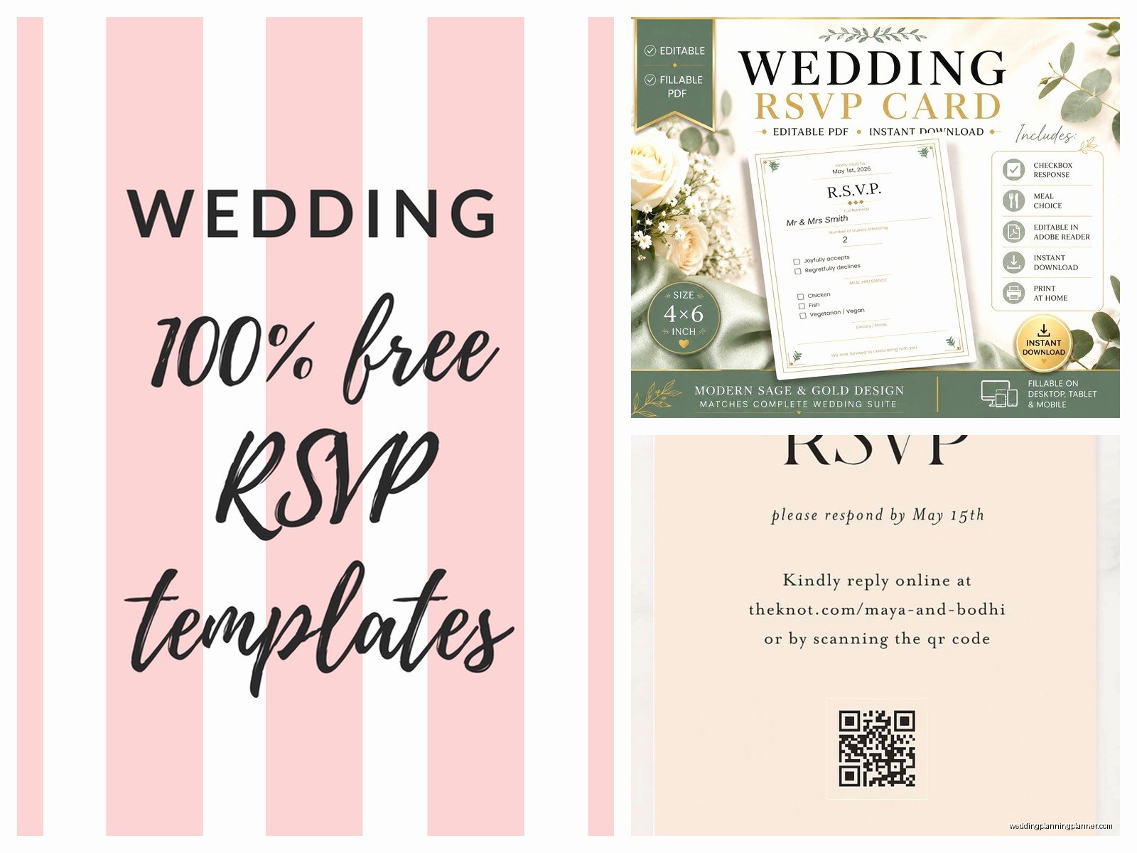 Wedding Invitation Templates with RSVP: Combined Downloads