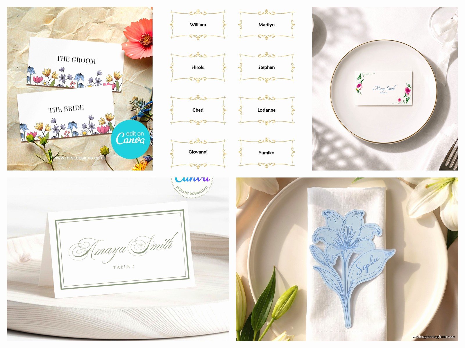 Wedding Name Card Template: Place Card Downloads