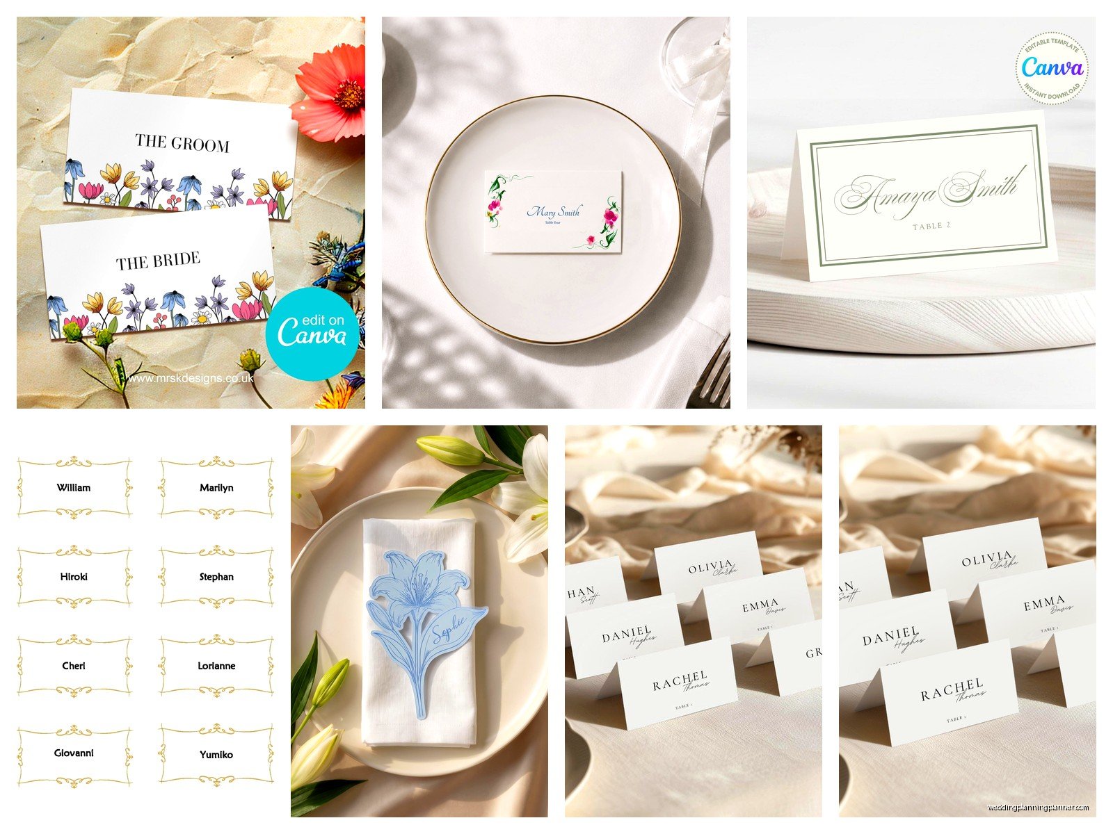 Wedding Name Card Template: Place Card Downloads