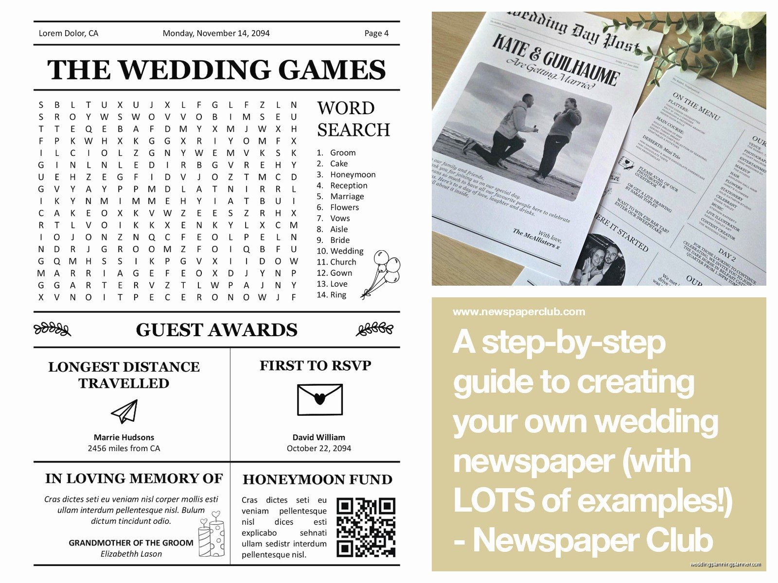 Wedding Newspaper Template: Vintage News-Style Programs