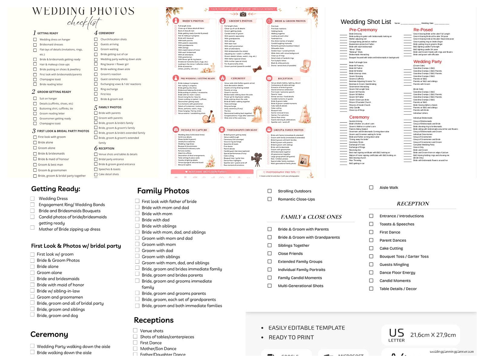 Wedding Photo List Template: Shot Checklist Downloads