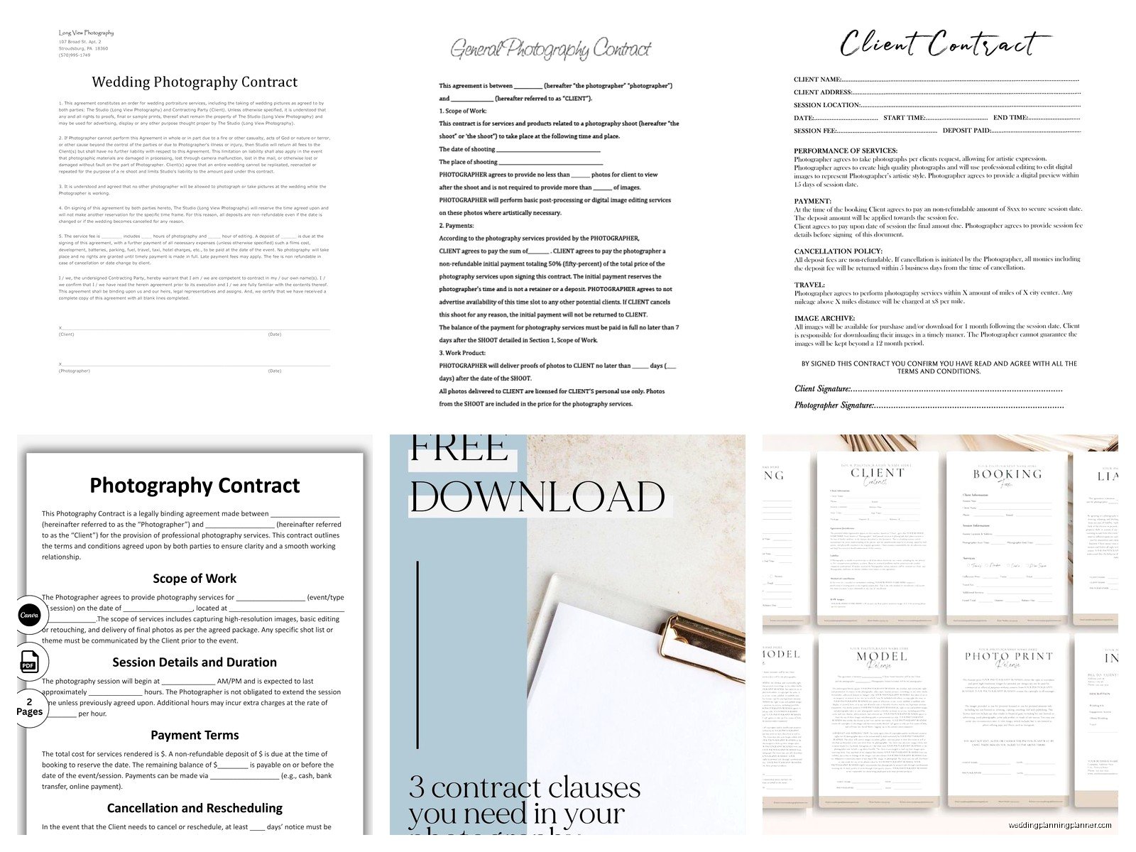Wedding Photographer Contract Template: Photography Agreement