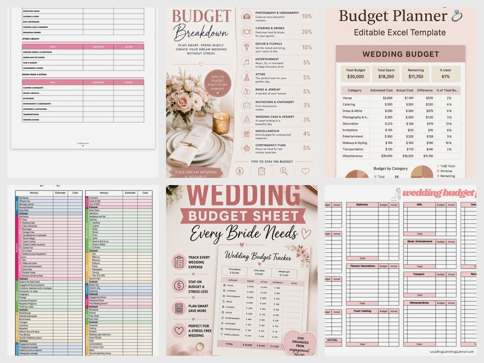 Wedding Planning Budget Template: Cost Tracker Downloads