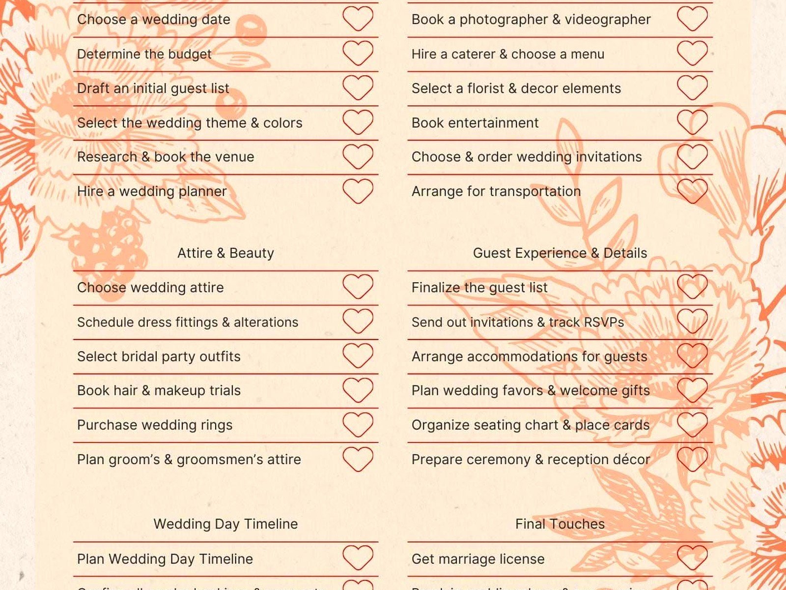 Wedding Planning Checklist Printable: Free Task Lists