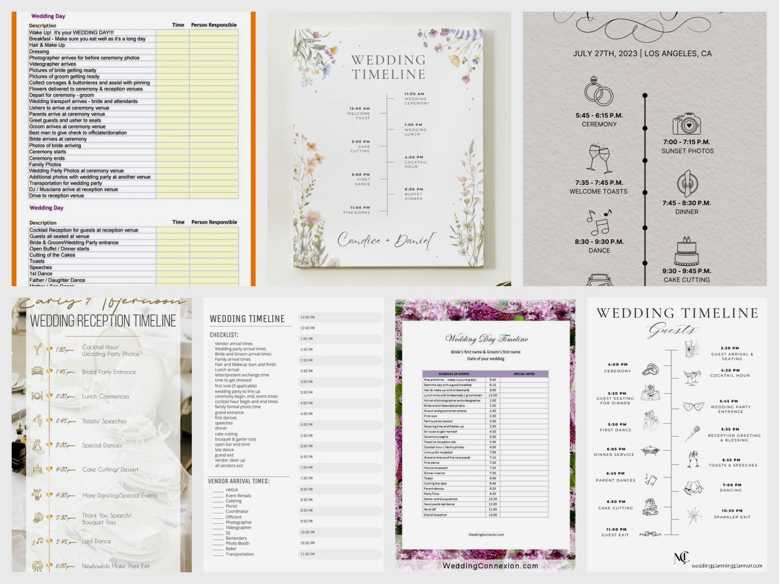 Wedding Reception Timeline Template: Party Schedule