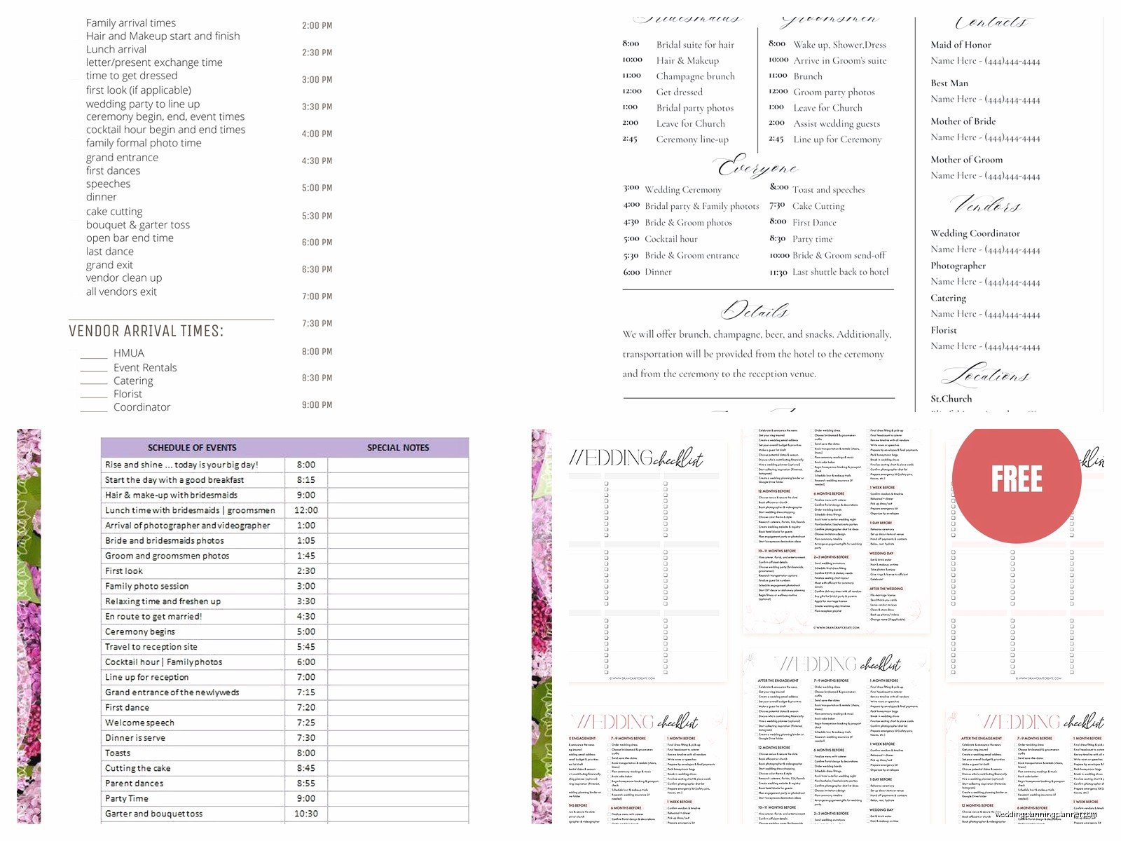Wedding Timeline Template Free: Day Schedule Downloads