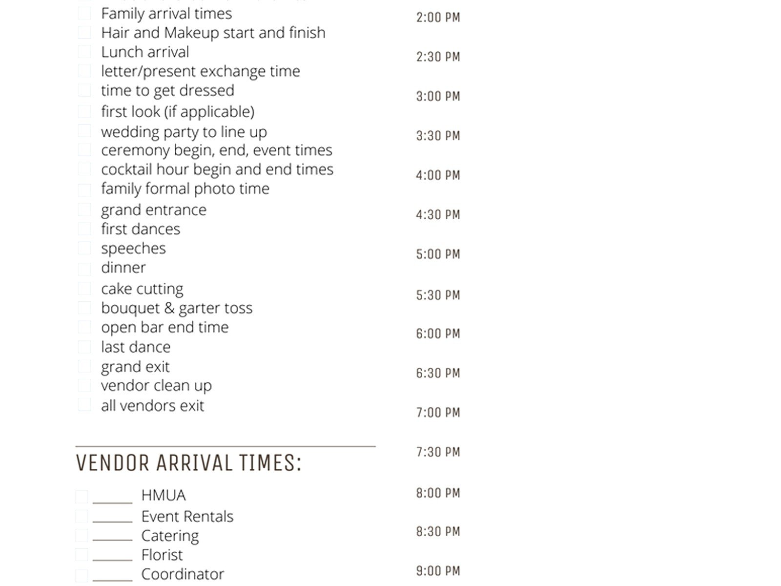 Wedding Timeline Template Free: Day Schedule Downloads