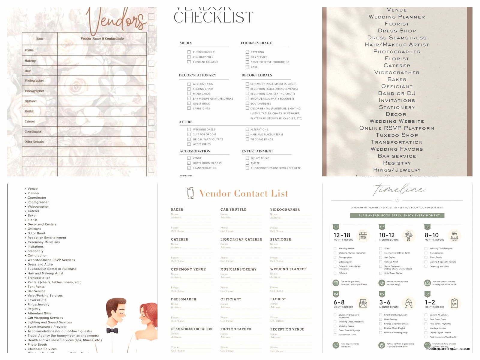 Wedding Vendor List Template: Contact Tracking Sheet