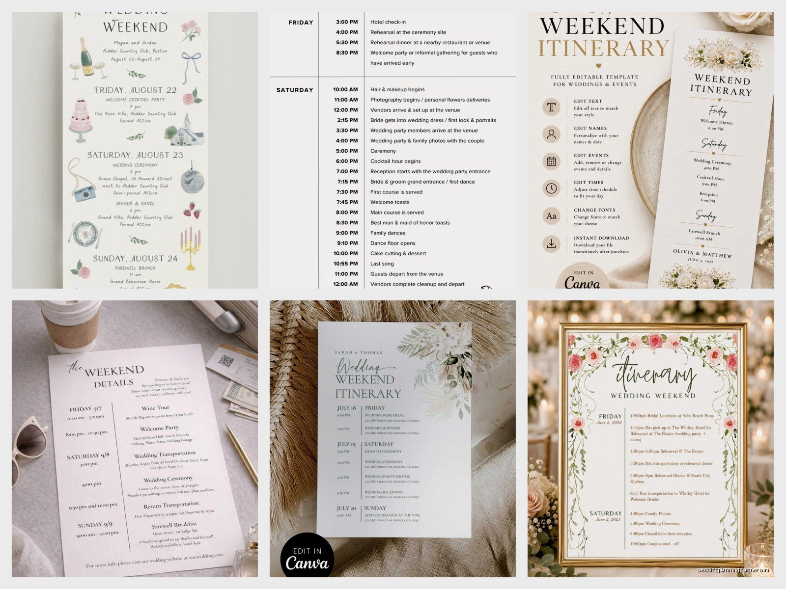 Wedding Weekend Itinerary Template: Multi-Day Schedule