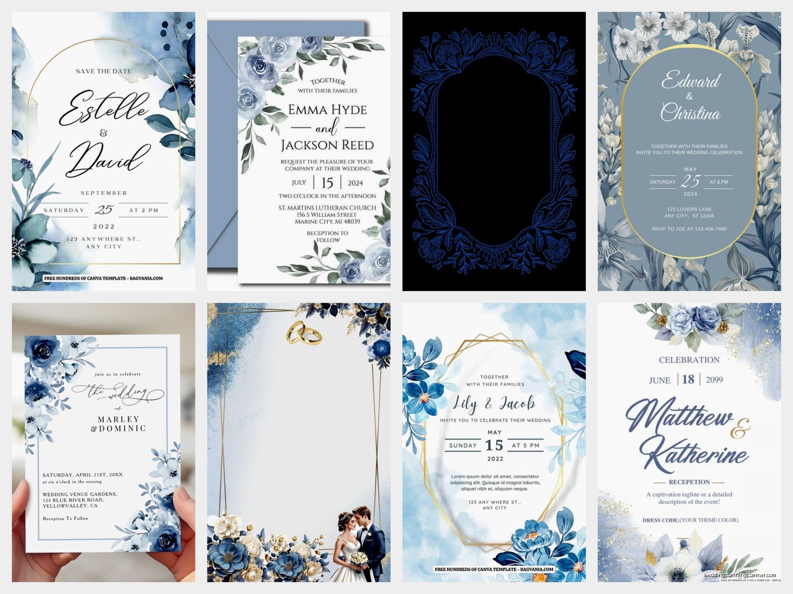 Blue Wedding Invitation Template: Free Download Files