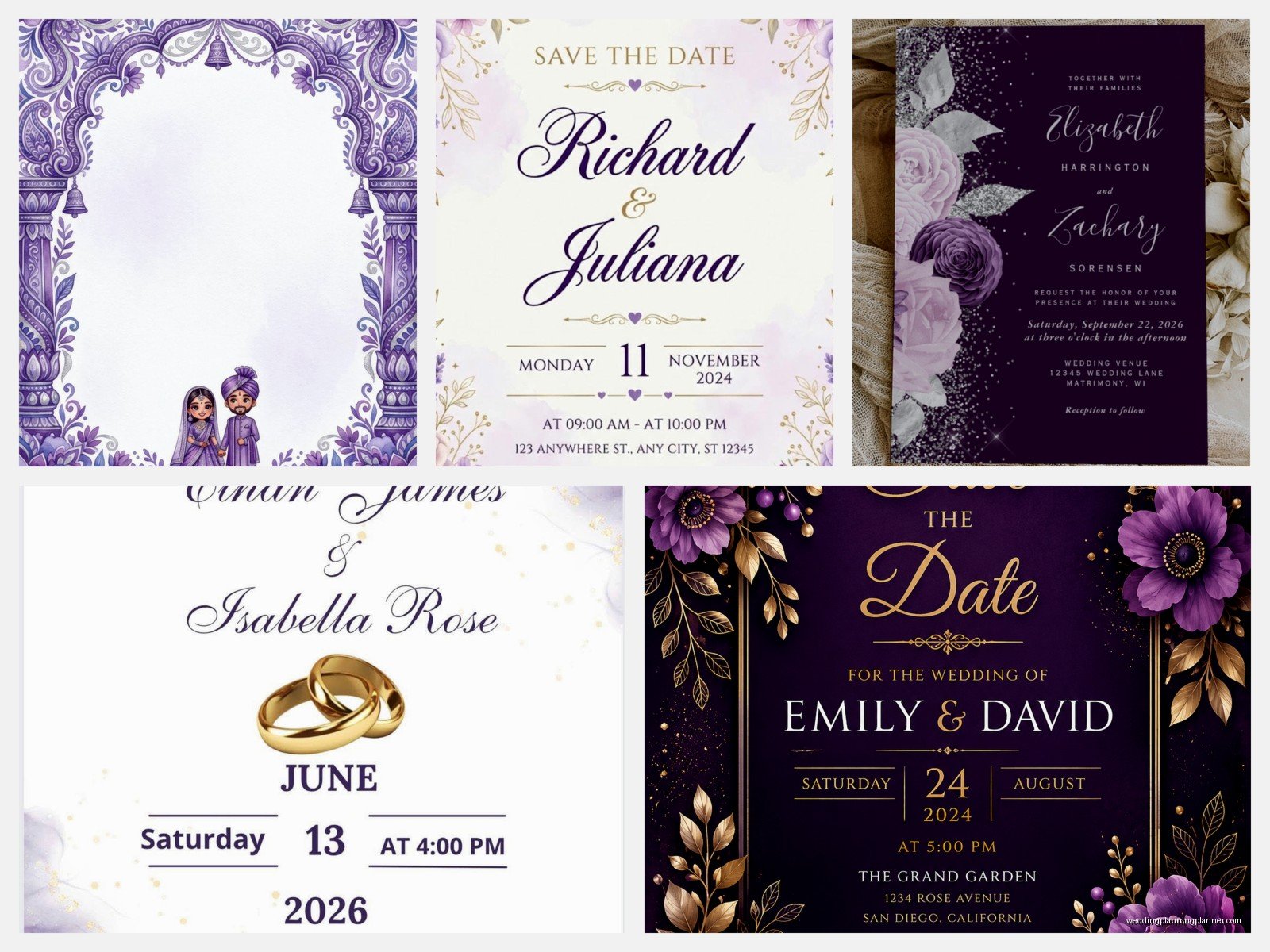 Purple Wedding Invitation Templates: Free Download Files