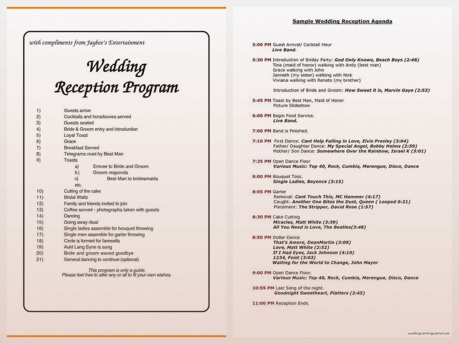Reception Program Template: Free Download Files